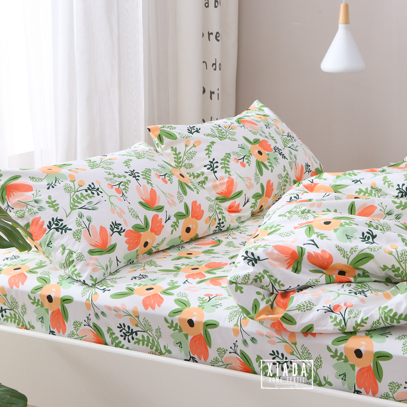 小清新纯棉被罩150x200x230全棉斜纹单人双人被套220x240植物秋冬