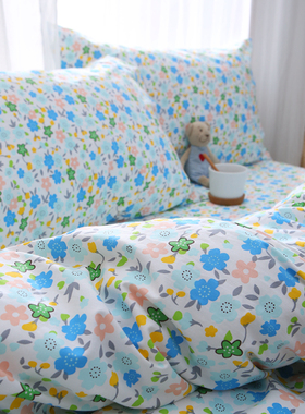 ins小清新蓝色碎花被套单件纯棉 全棉被罩150x200X230秋冬2.2x2.4