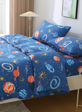 浩瀚星空 秋冬纯棉被套单件150x200x230被罩100全棉加密深色宇宙