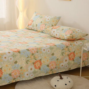 暖阳 漂亮向日葵纯棉床单单件1.51.82.0m床100全棉加密厚斜纹床品