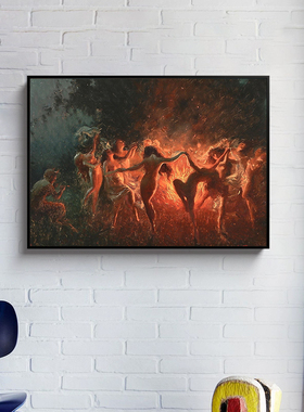 《仙女随着潘神的笛子起舞》抽象人物装饰画卧室餐厅客厅墙壁挂画