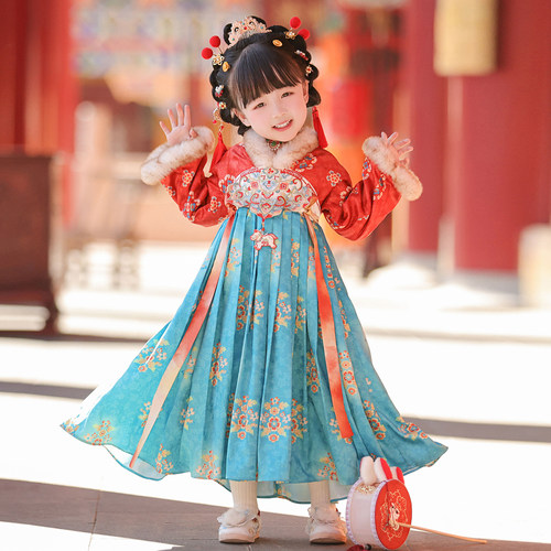 儿童高端仙气古风加绒连衣裙