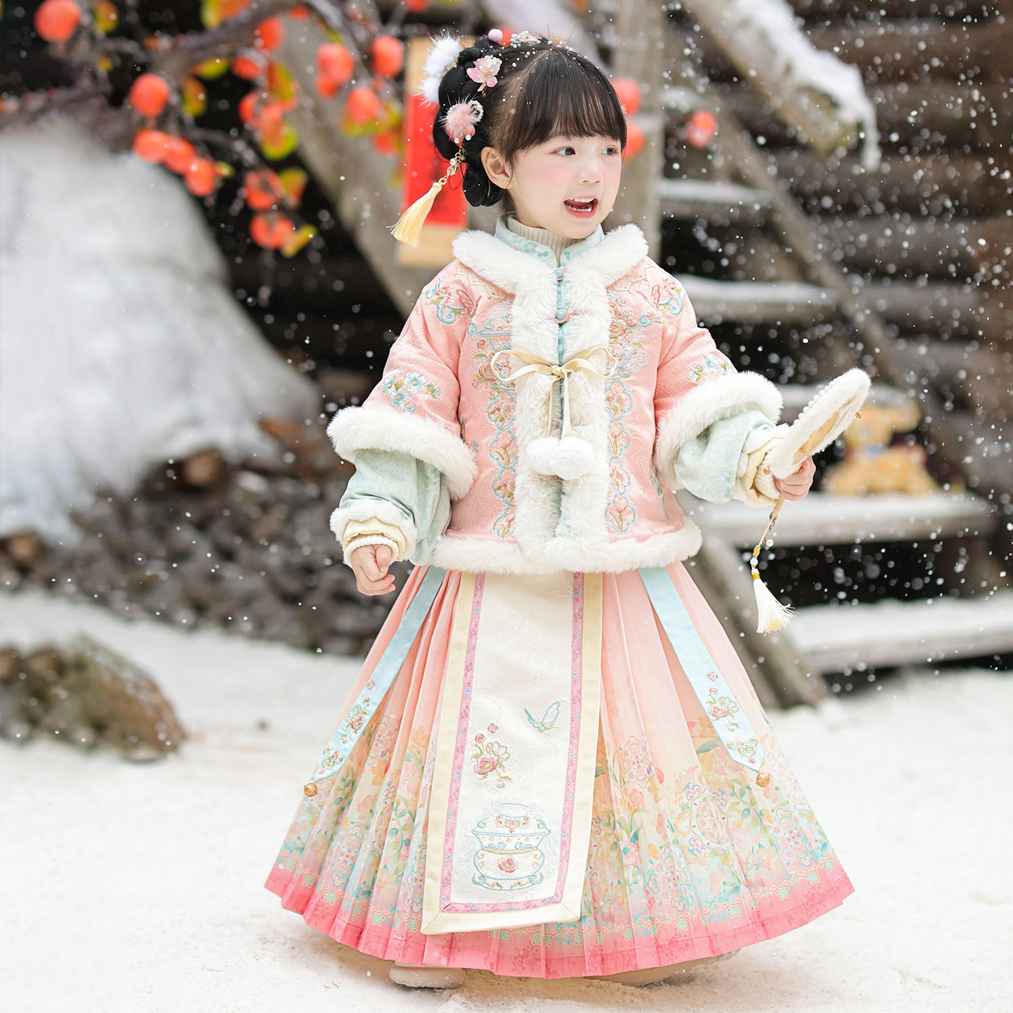 汉服女童2025冬儿童新中式国风仙气加厚马面裙套装女孩过年拜年服,童装/婴儿装/亲子装,汉服,淘宝优惠券,粉丝福利购,淘宝优惠卷