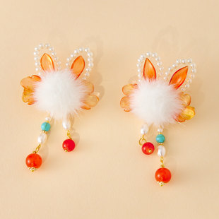 拾月汉服女童秋冬款古风发饰小女孩搭配国风连衣裙仙气毛球头饰