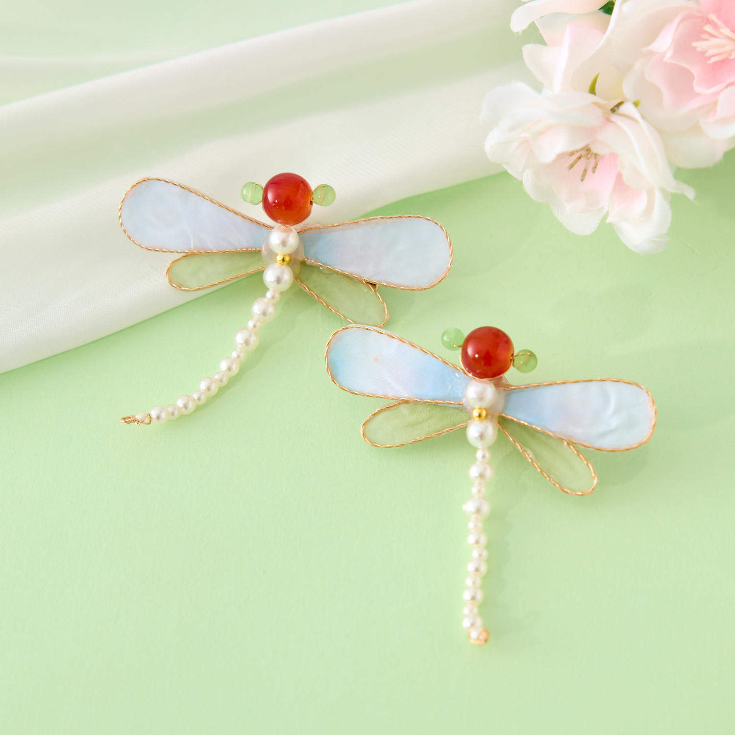 古月家儿童古风仙气蜻蜓对夹搭配国风襦裙古装头饰女宝宝汉服发饰