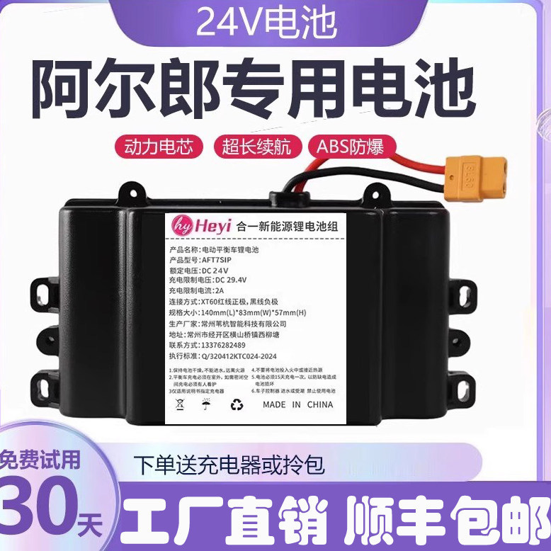 阿尔郎平衡车锂电池原装24V通用29V大容量双轮电动扭扭车电瓶合一