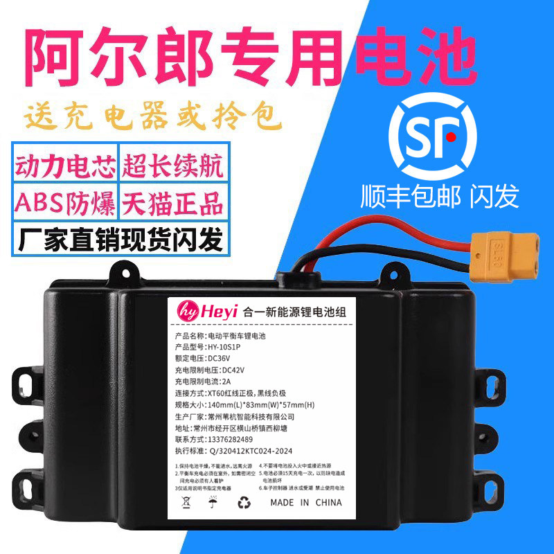 阿尔郎电动平衡车锂电池合一36v通用安派新能源42v电瓶组原装配件 - 实物图