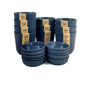 加厚多肉花盆条纹矮砵蝴蝶兰绿植盆栽花器 小号树脂日式 10个装