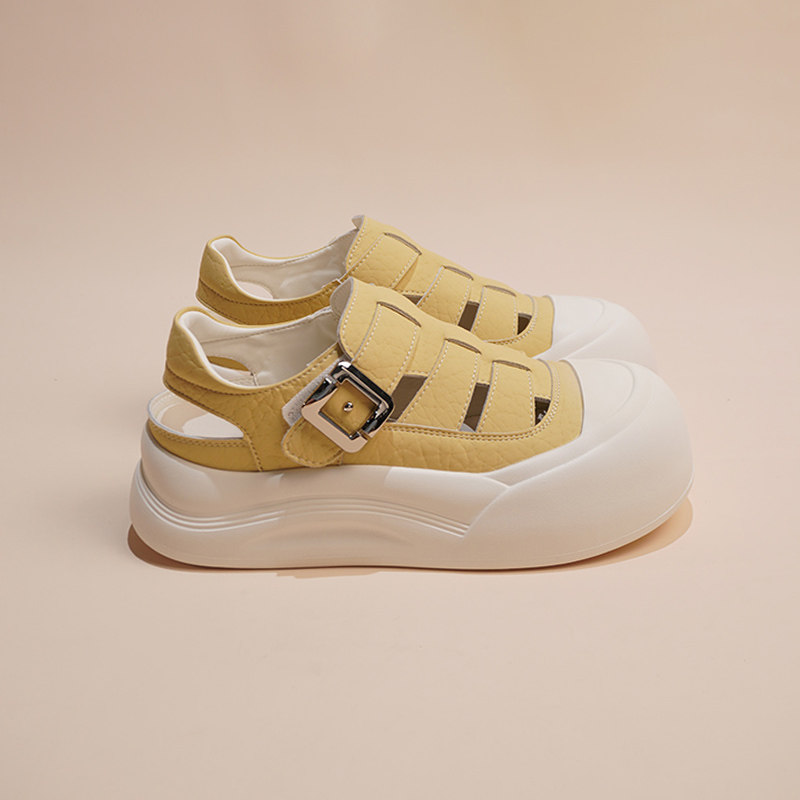 杰豪女鞋2025夏季新款时尚扣带简约小白鞋休闲鞋编织凉鞋舒适正品,女鞋,休闲凉鞋,淘宝优惠券,粉丝福利购,淘宝优惠卷