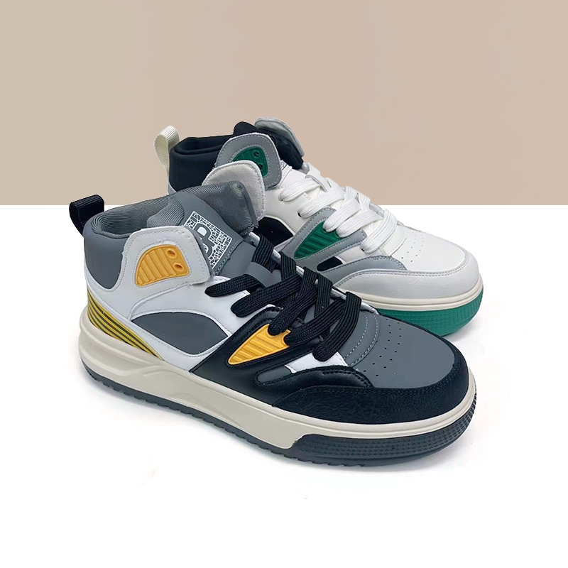 杰豪男鞋2024新款真皮高帮休闲鞋