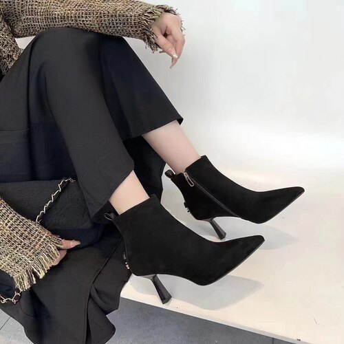 杰豪女鞋2360711E高跟时装短靴
