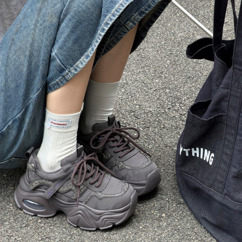 杰豪女鞋2026新款真皮厚底老爹鞋女休闲运动鞋舒适百搭款ins潮鞋