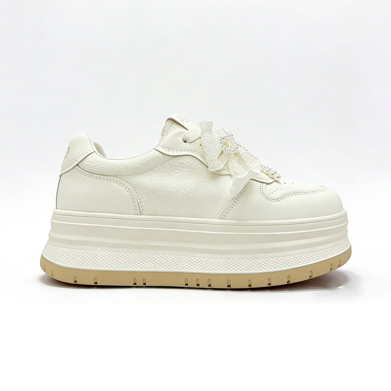 杰豪女鞋真皮厚底小白鞋女2026新款爆款休闲运动鞋内增高板鞋正品