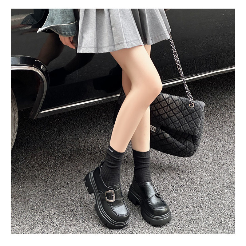 杰豪女鞋2025新款真皮厚底单鞋黑色学院风小皮鞋配裙子jk百搭正品,女鞋,浅口单鞋,淘宝优惠券,粉丝福利购,淘宝优惠卷