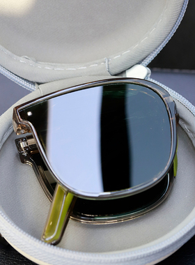 绿色雪地墨镜女款2025新款高级感折叠防紫外线大框偏光太阳眼镜男