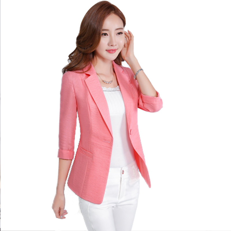SPRING AND SUMMER NEW COTTON AND LINEN THIN SUIT WOMENS JACKET SHORT KOREAN SLIM MID-SLEEVE CASUAL LINEN TEMPERAMENT SUIT