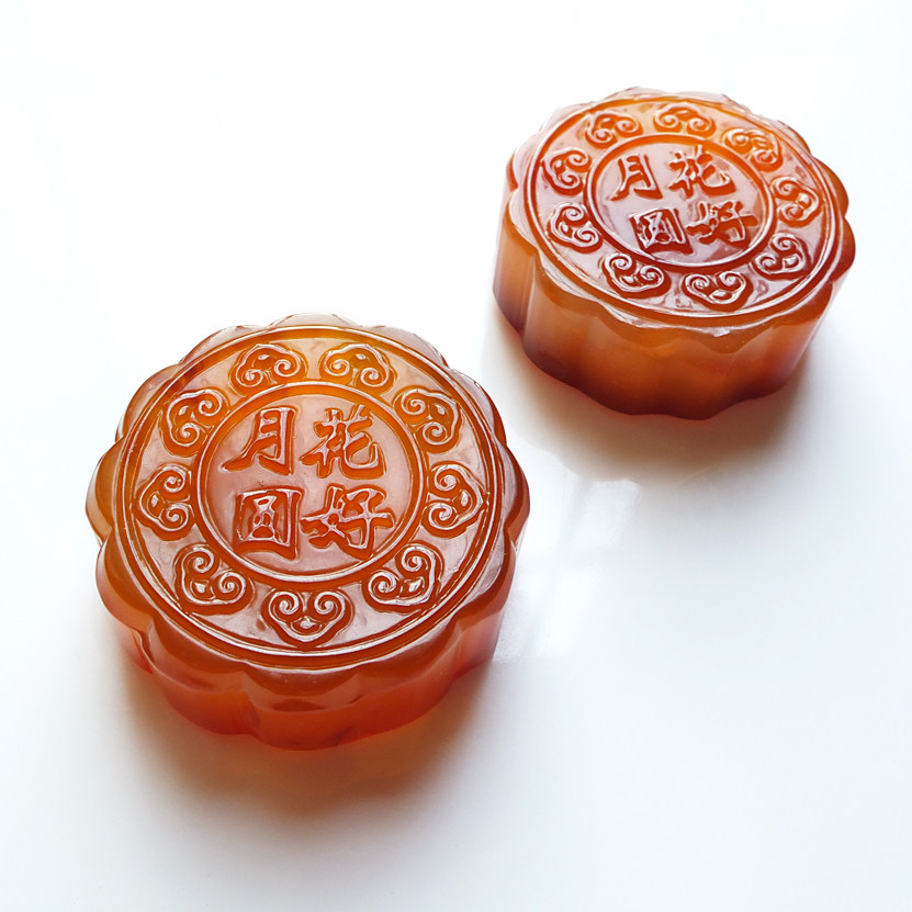 沛孚珠宝特价供应天然玛瑙月饼玉髓月饼中秋礼物馈赠上品新品包邮