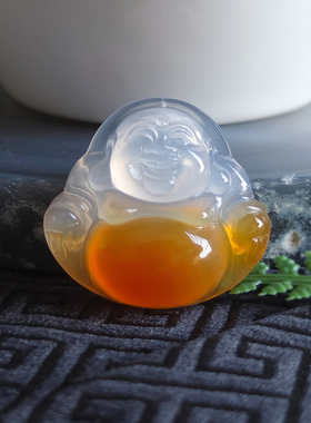 沛孚天然玛瑙红色弥勒佛吊坠