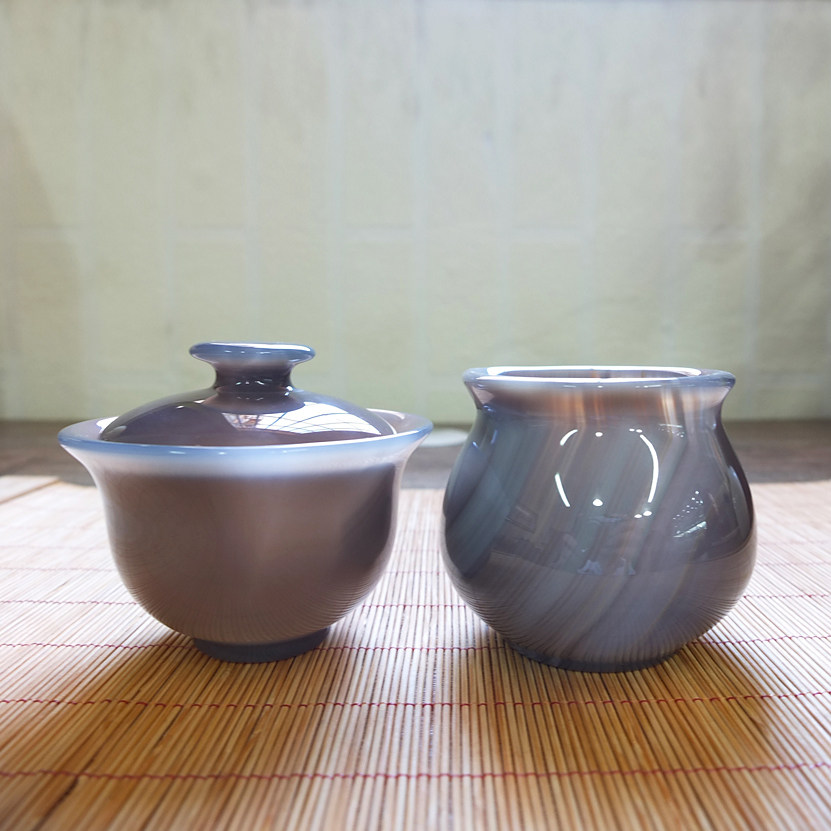 沛孚珠宝新品巴西天然玛瑙茶海盖碗玉髓盖杯象形茶杯精品限量促销