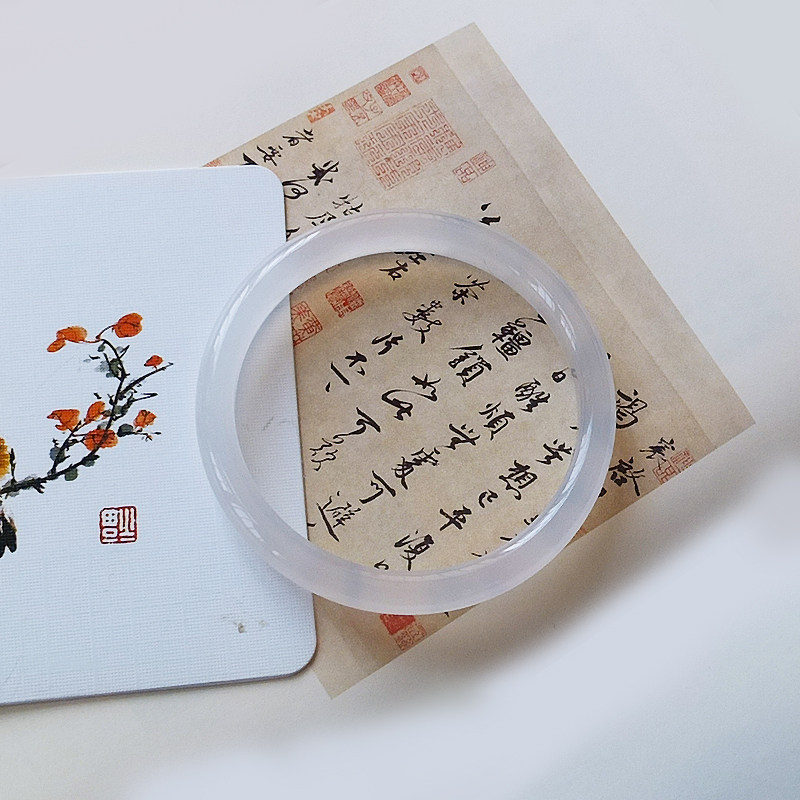 沛孚新款天然冰种白玉髓玛瑙手镯荔枝冻玉镯正品百搭经典女款包邮