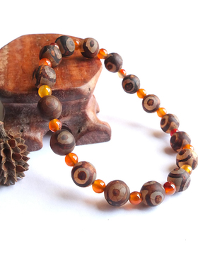 沛孚三眼天珠玛瑙手串单圈包邮