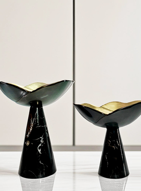 黄铜紫铜玻璃高脚果盘摆件