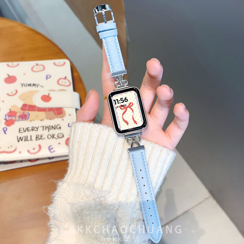 适用小米9pro表带女款蝴蝶结皮质