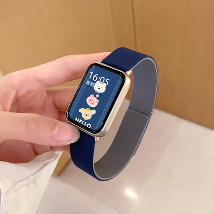 适用小米手环9pro表带新款荔枝纹软磁红米watch5运动配件磁吸腕带