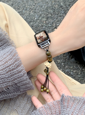 hekk适用Keep手环表带新中式【绿檀莲花】串珠keepB4lite手表带B3