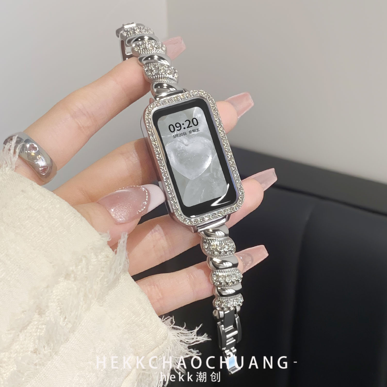 小香风星钻手镯适用华为10表带女