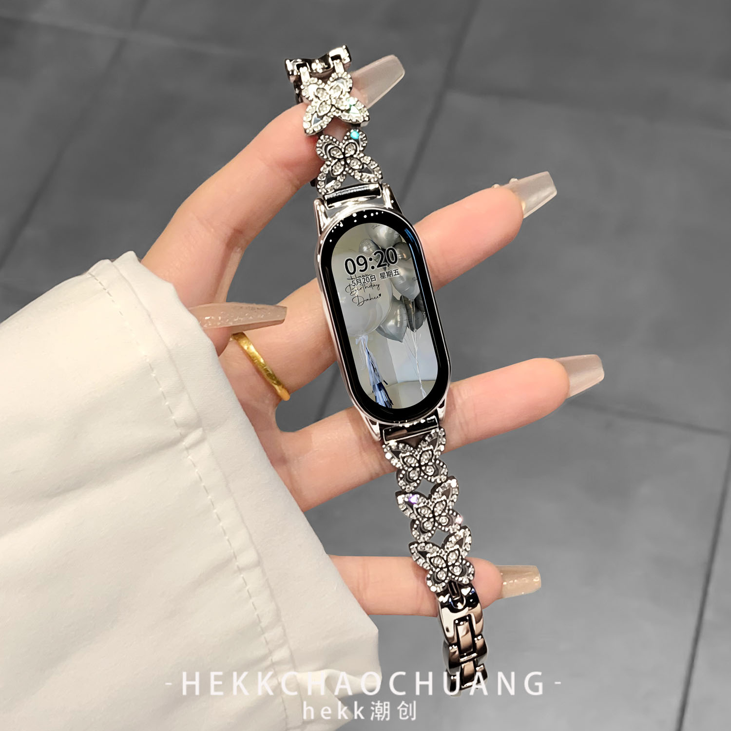 夏季新款高级千金感金属蝴蝶表带