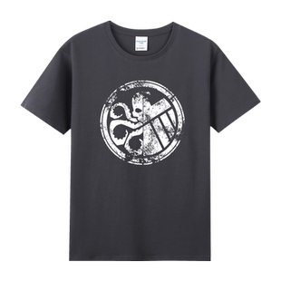 夏季青少年电影美剧周边漫威神盾局特工九头蛇印花纯棉短袖T恤男