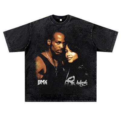 美式复古水洗做旧说唱嘻哈rapper厂牌dmx潮流短半袖T恤男女夏季