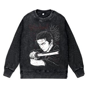 日式复古卡通二次元vintage秋冬圆领套头卫衣男女宫本武藏周边