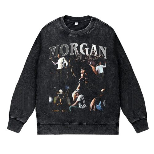 美式说唱嘻哈apper水洗做旧vintage套头卫衣MorganWallen摩根沃伦
