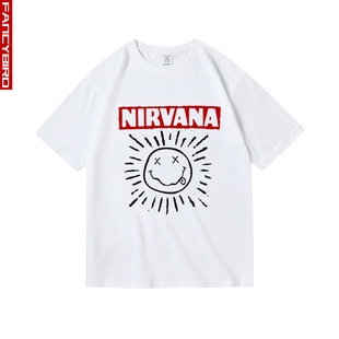 nirvana涅槃盘柯特科本KurtCobain笑脸摇滚周边纯棉短半袖T恤男女