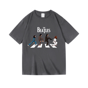 Abbeyroad披头士betales英伦摇滚乐队周边印花纯棉短半袖T恤男女