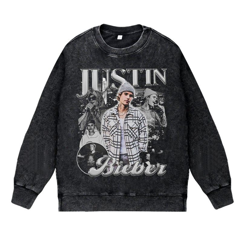 美式说唱歌手流行R&B秋冬圆领套头卫衣贾斯汀比伯JustinBieber男图片