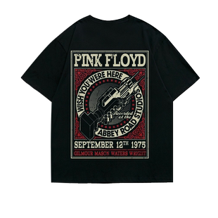 美式潮流平克PinkFloyd摇滚oversize落肩五分袖重磅宽松T恤男女夏