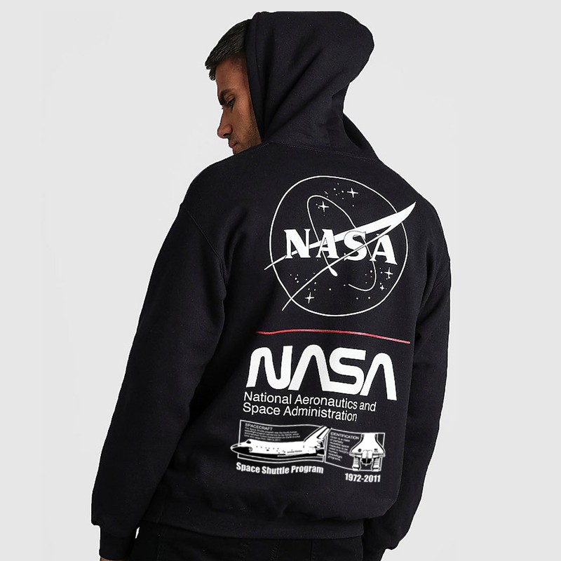 印花加绒套头连帽衫nasa极客天文