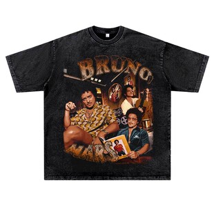 美式复古水洗做旧说唱嘻哈rapper厂牌BrunoMars火星哥潮流短半袖T