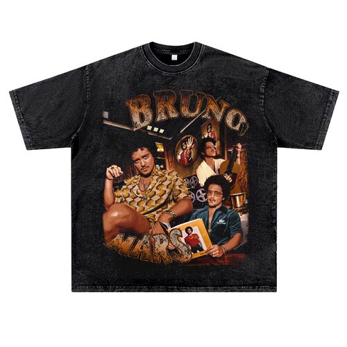 美式复古水洗做旧说唱嘻哈rapper厂牌BrunoMars火星哥潮流短半袖T