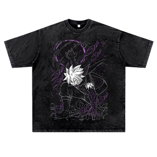 美式二次元动漫卡通伊甸星原格兰贝尔复古vintage高街水洗做旧T恤