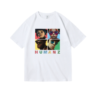 humans街头顽童Gorillaz卡通印花周边衣服纯棉短袖半袖T恤男女夏