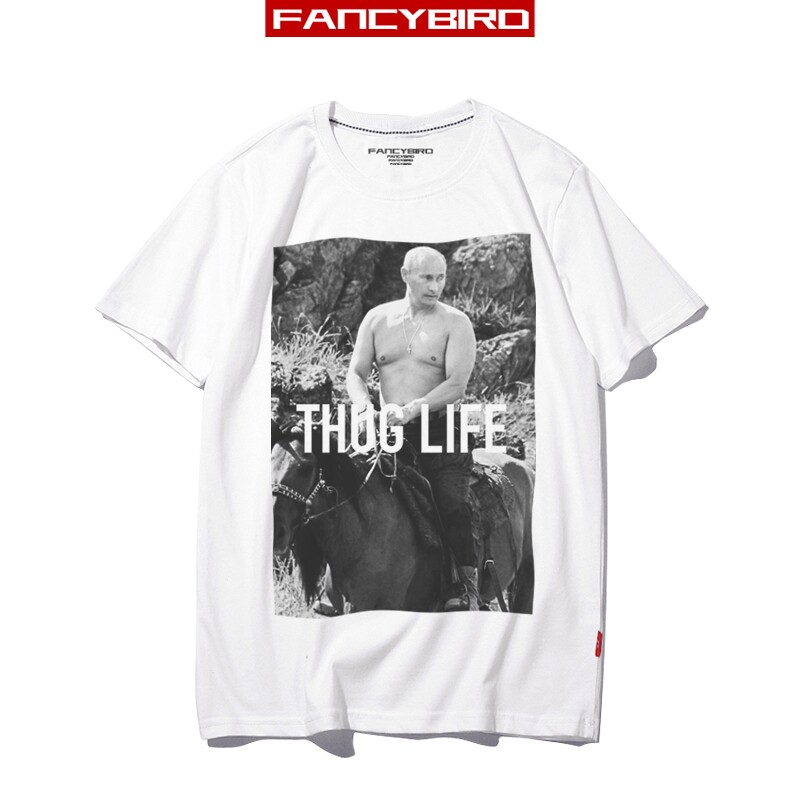 Summer bottoming Putin print thuglife street printing Chaopai West Coast Hip hop hiphopT Shirtin the Men's clothing, T-shirt  category - from Buy2taobao.com to provide professional Taobao agent buy service