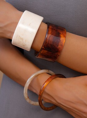 手饰女士不规则宽边醋酸手镯