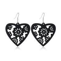 Black hollowed-out wooden earrings, a fashionable African geometric wood creative and versatile earpiece thumbnail 7