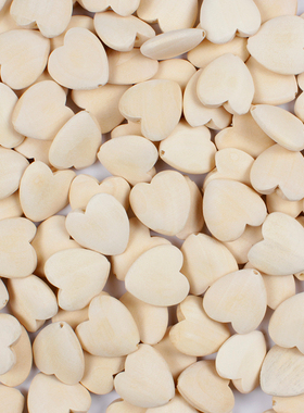 WB14 20mm-40mmDIY原木色桃心珠木心珠禾木爱心桃串珠散珠饰品配