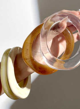 咖色多边形半透明手环饰小众