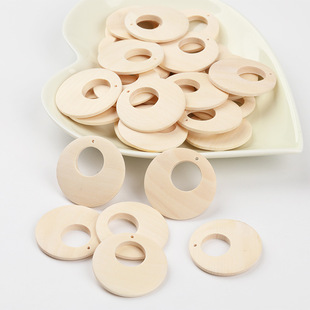 diy耳环配件 禾木木吊坠 原木色圆木片 手工木制品彩绘材料